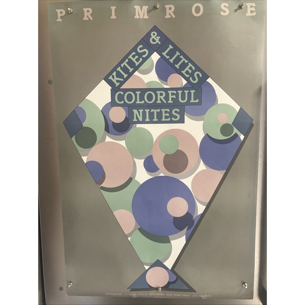 Milton Glaser Art Poster 1982 Primrose Kites & Lites Colorful Nites 24x36”